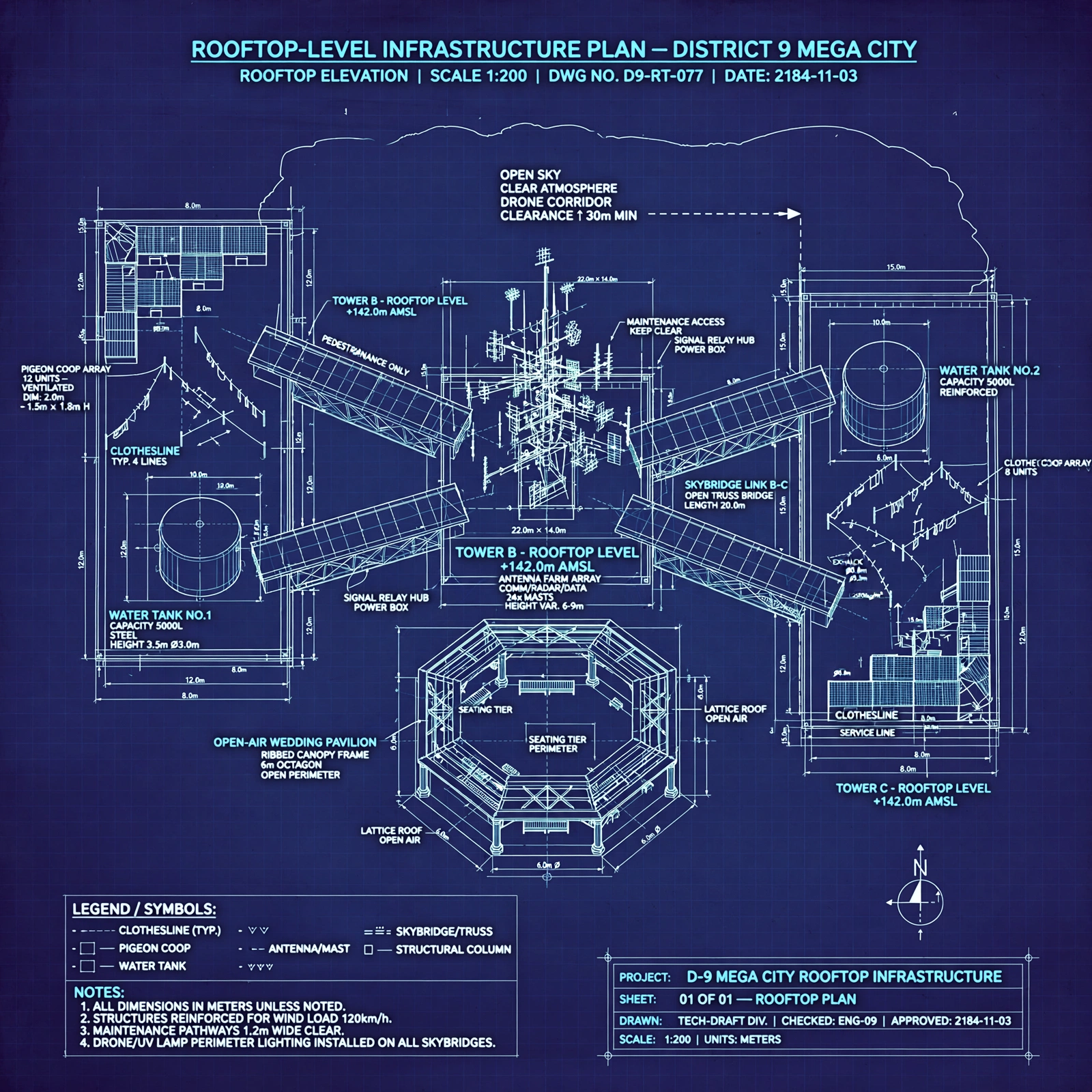 Blueprint schematic: the Canopy rooftop plan