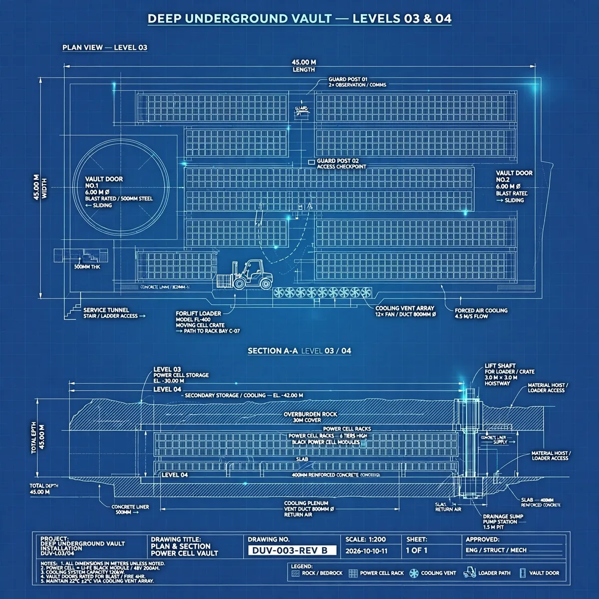 Blueprint plate: the Vaults, black-cell storage levels
